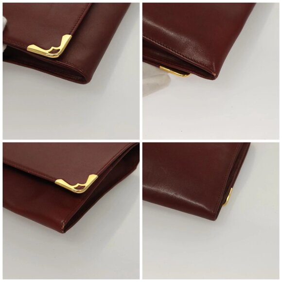 CARTIER Must Line Clutch Bag Leather Bordeaux Gold - Picture 15 of 15
